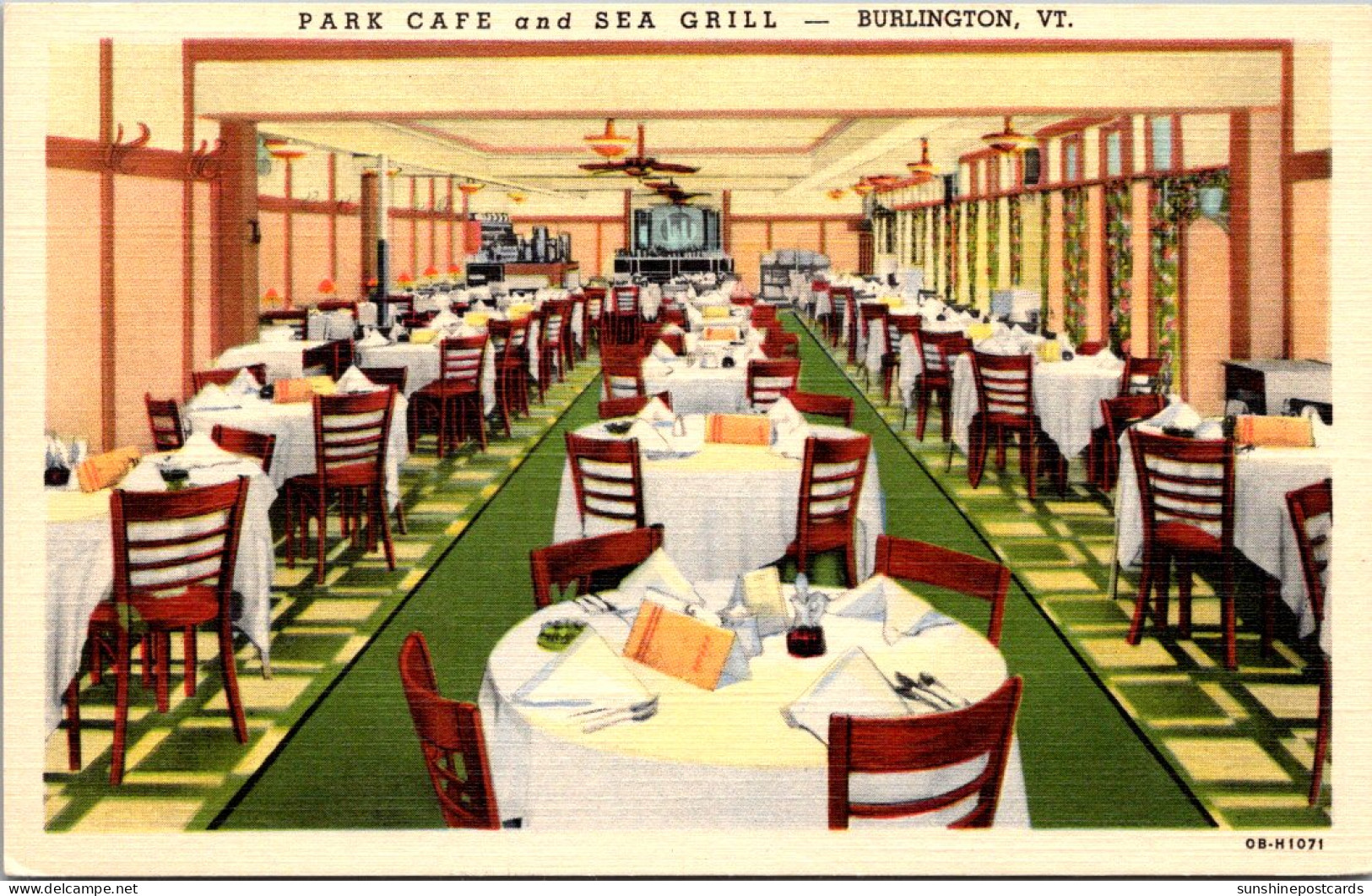 Vermont Burlington Park Cafe And Sea Grill Dining Room Curteich - Burlington