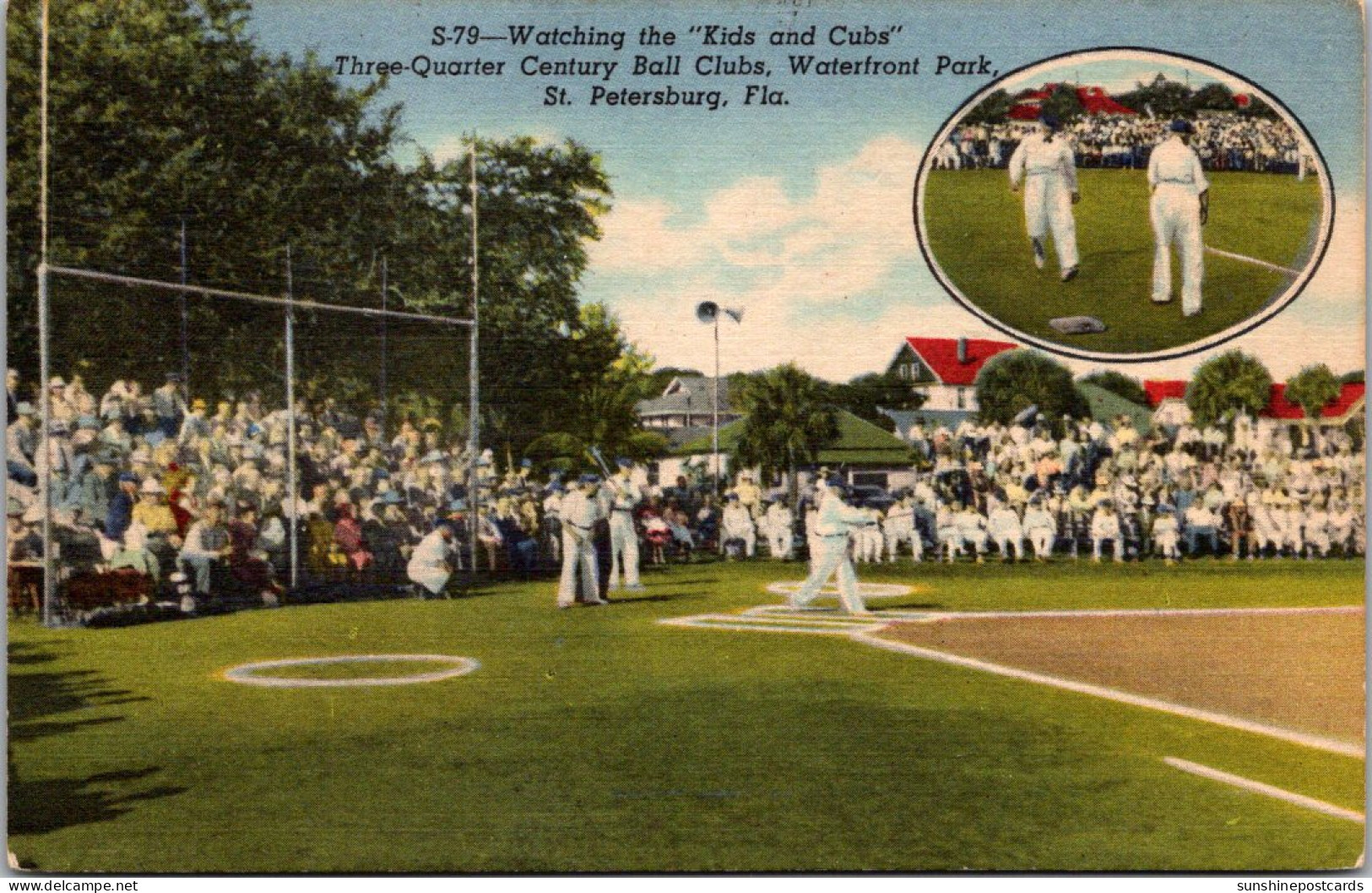 Florida St Petersburg Waterfrront Park Watching The "Kids And Cub Three Quarter Century Baseball Clubs Curteich - St Petersburg