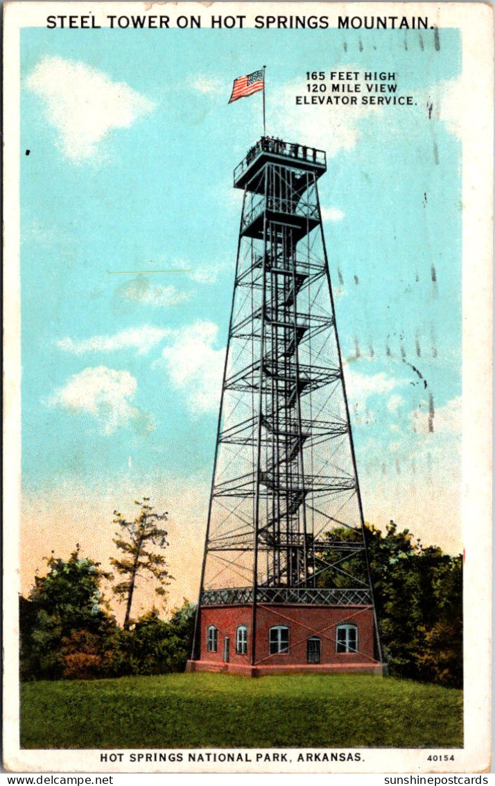 Arkansas Hot Springs Mountain Steel Tower 1929 Curteich - Hot Springs