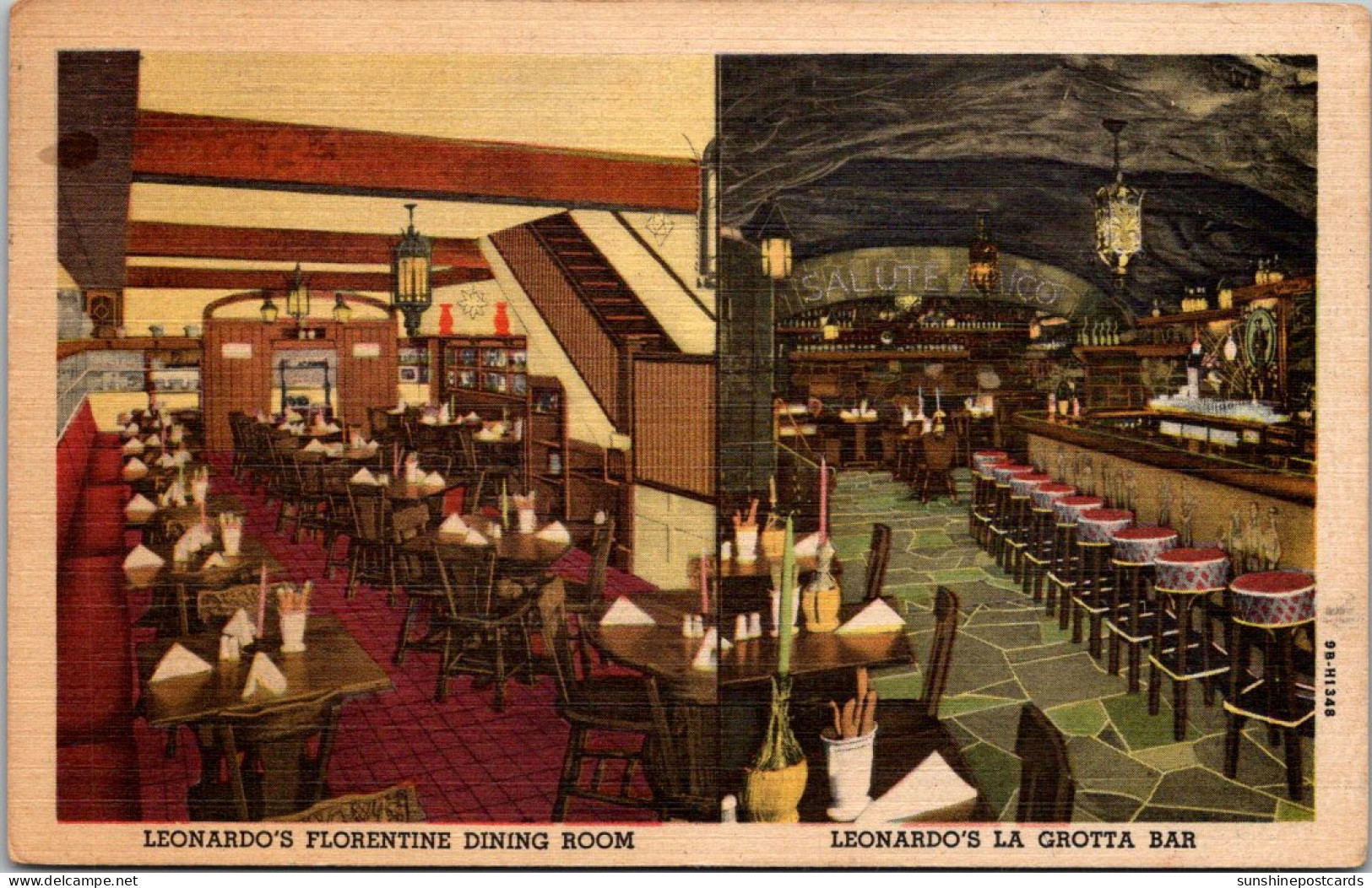 New York Buffalo Leonardo's Restaurant Florentine Dining Room And La Grotta Bar 1958 - Buffalo