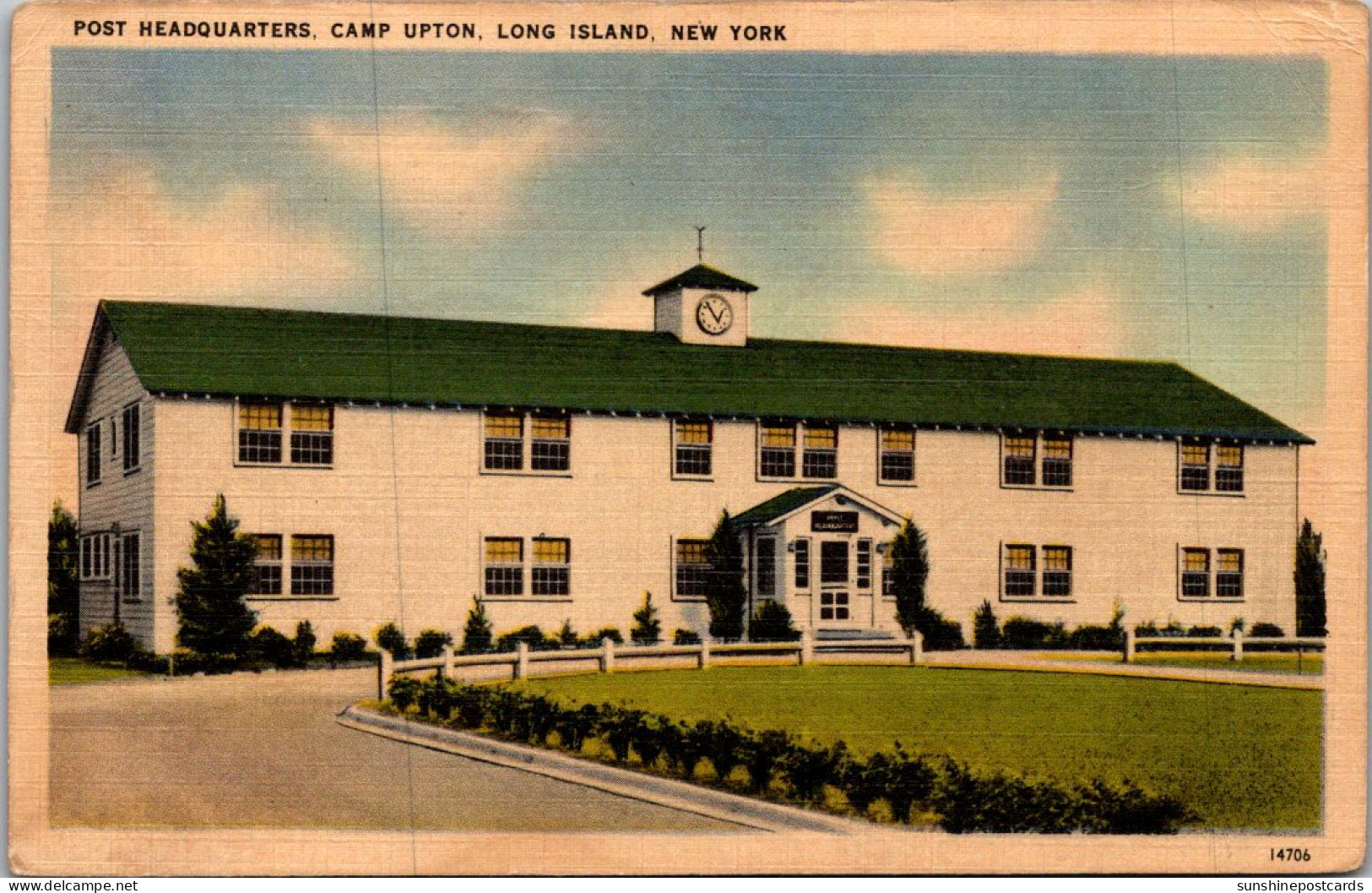 New York Long Island Camp Upton Post Headquarters 1942 - Long Island