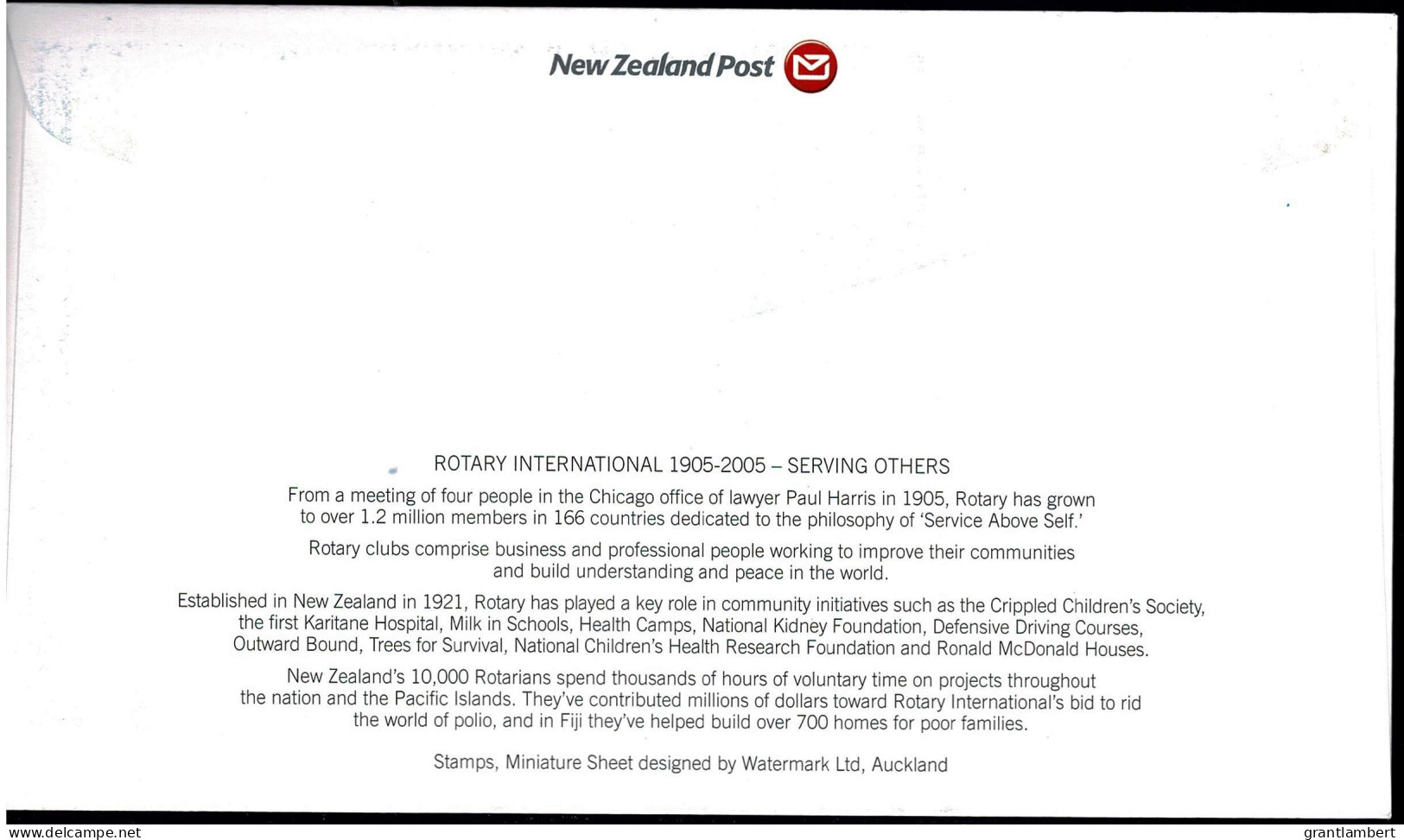 New Zealand 2005 Rotary - A Century Of Service Sheetlet FDC  - FDC