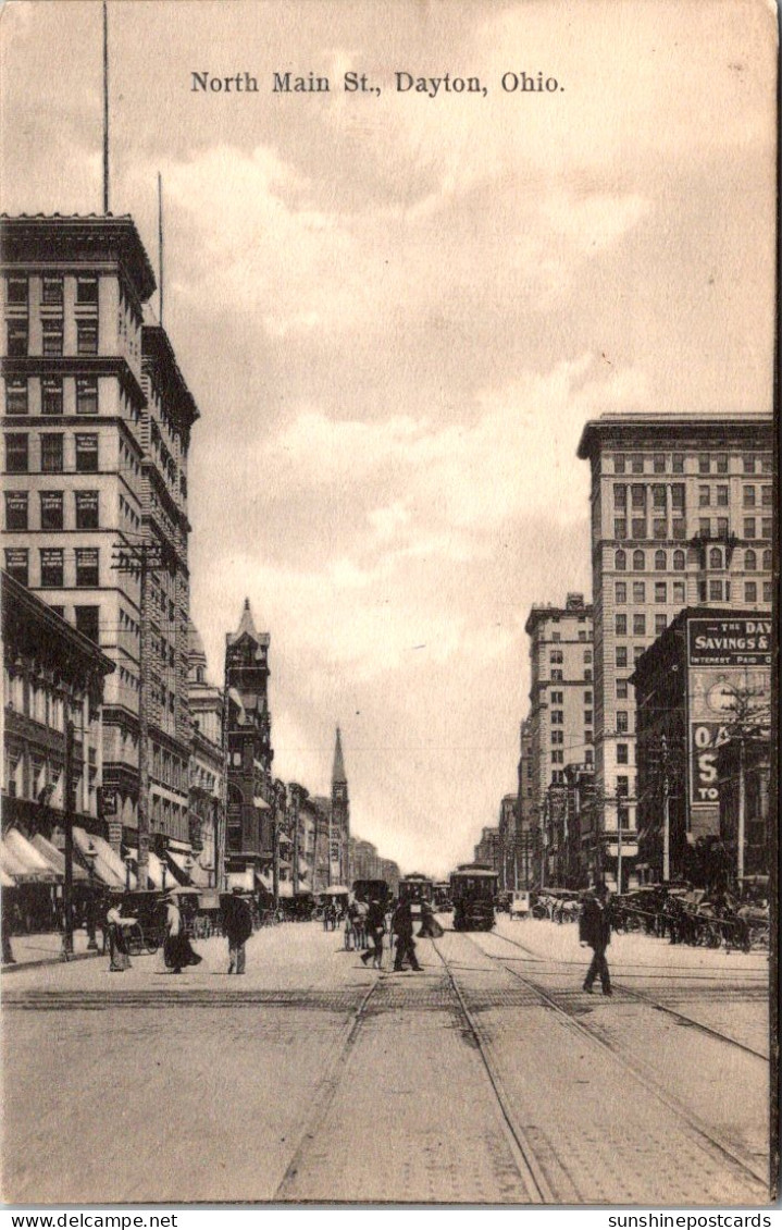 Ohio Dayton Trolleys On North Main Street 1907 - Dayton