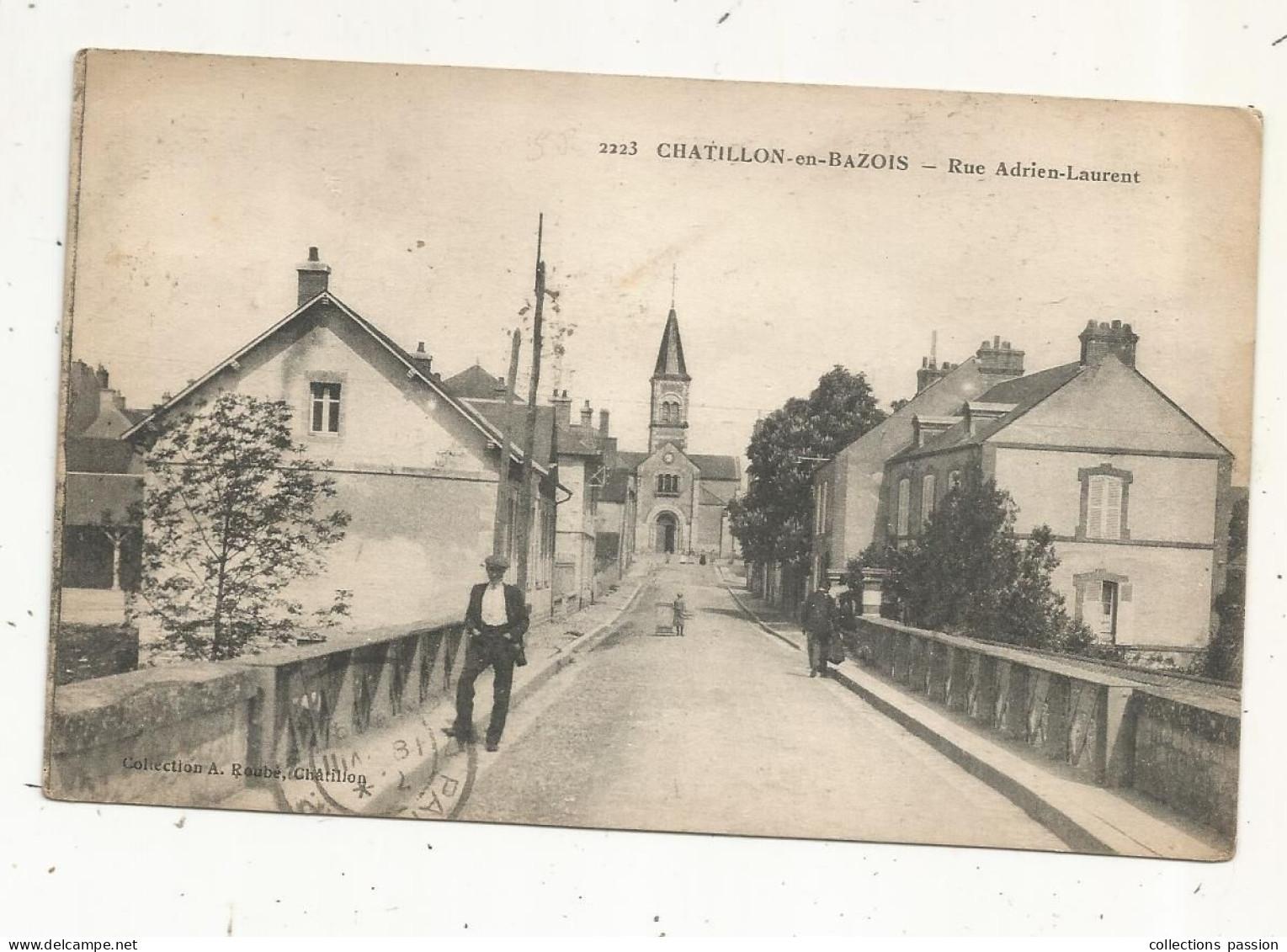 Cp, 58 , CHATILLON EN BAZOIS , Rue Adrien Laurent , Voyagée - Chatillon En Bazois