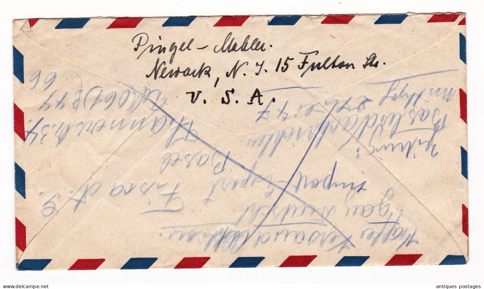 Lettre 1947 Newark New Jersey USA Pingel Mahler Luzern Ruppel Mahler Switzerland Schweiz