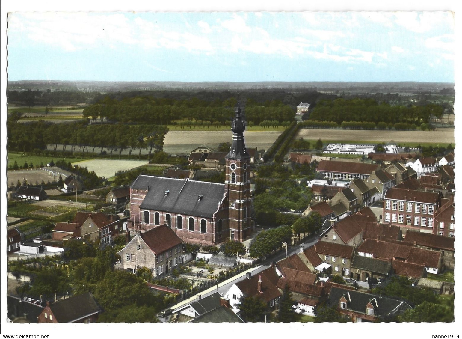 Hansbeke Luchtopname Centrum Foto Prentkaart Photo Carte Htje - Nevele