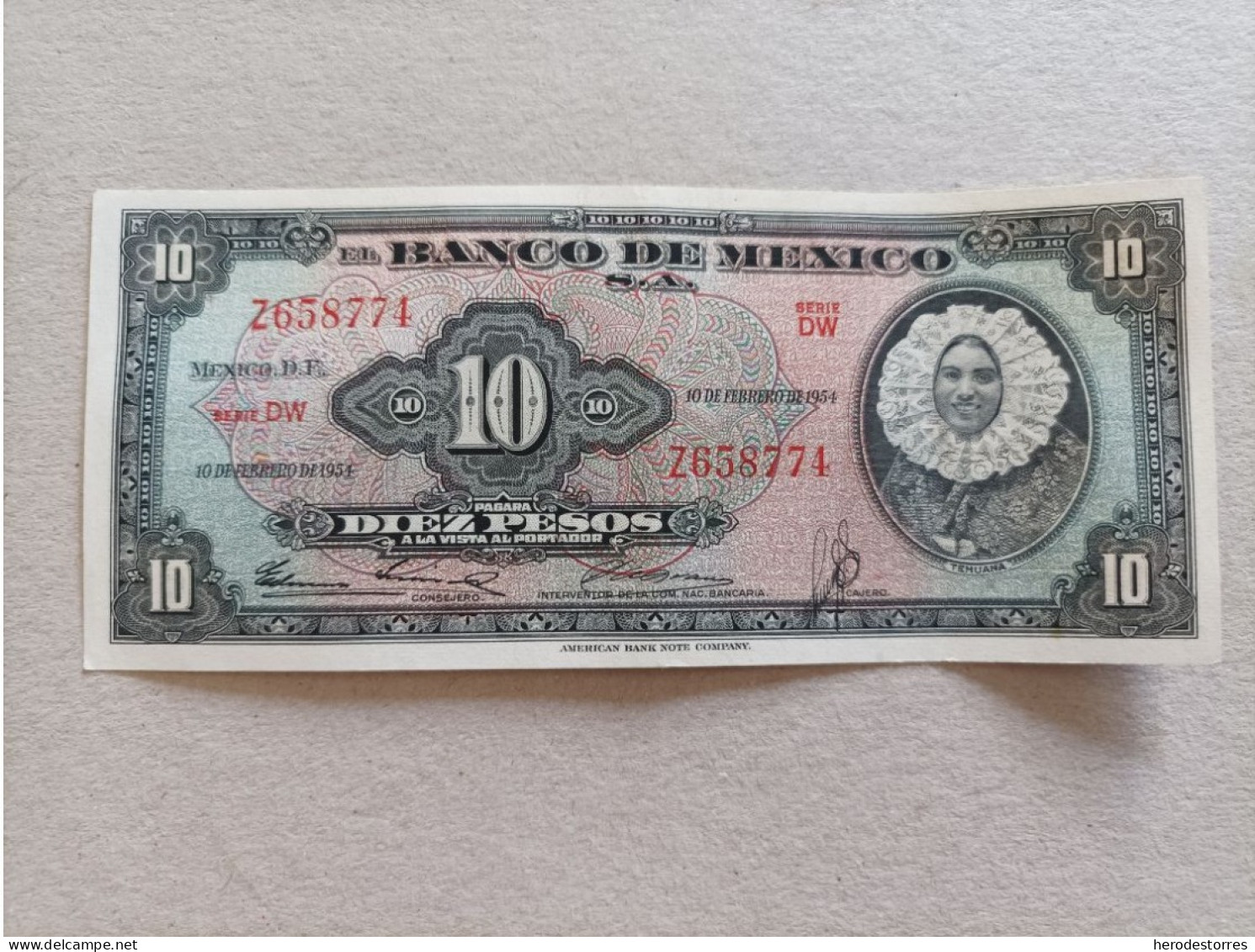 Billete De México De 10 Pesos, Año 1954 - Mexico