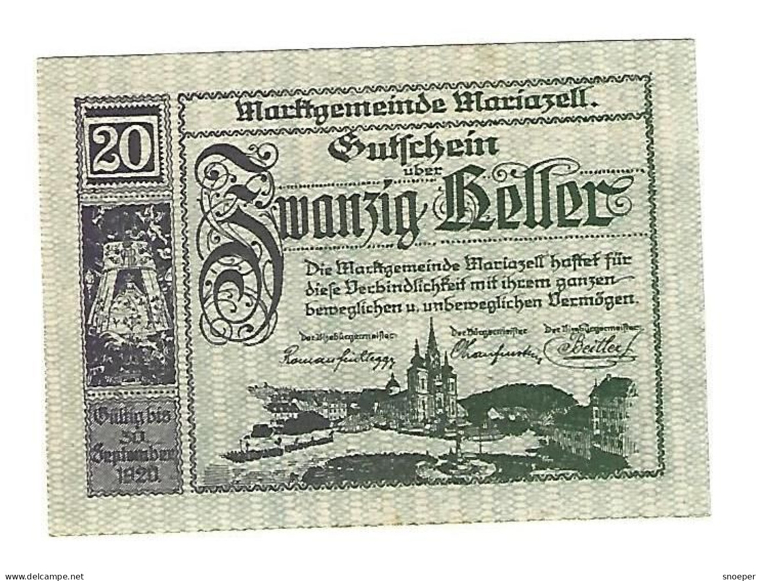 **notgeld   Austria  Mariazell 20 Heller  590/2d2  Cat Val 6,00 Euro - Autriche