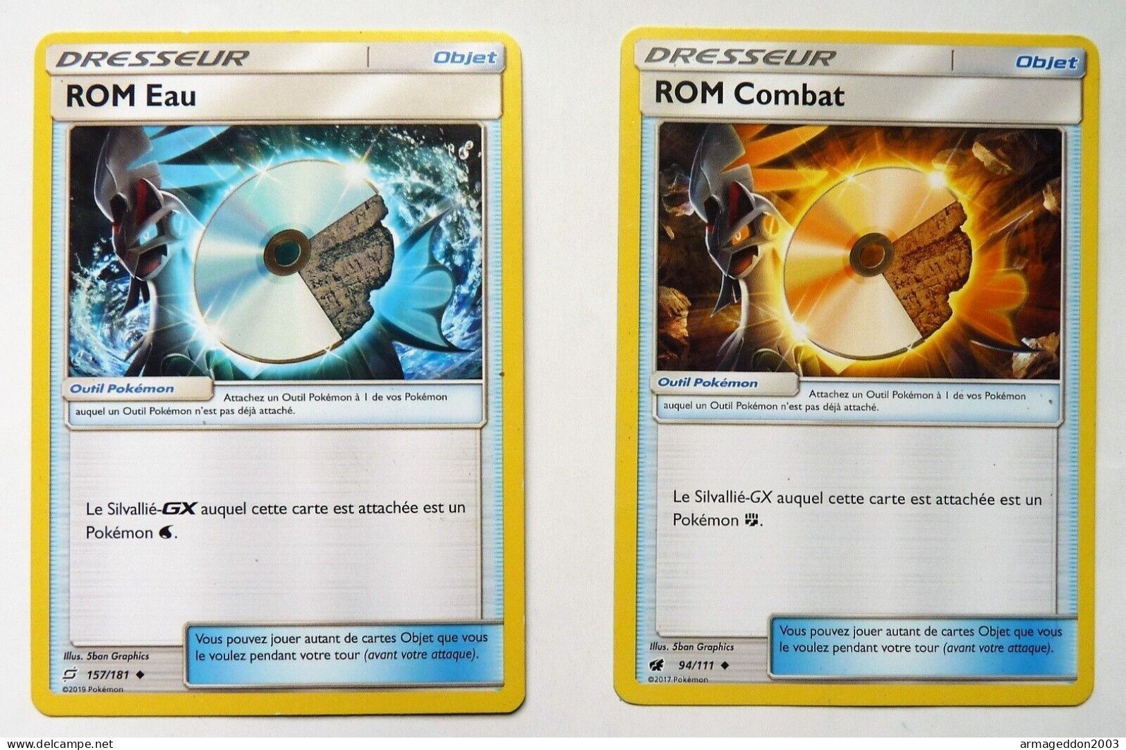 LOT 2 CARTE POKEMON ROM Combat 94/111 ET ROM Eau 157/181 Française - Lots & Collections