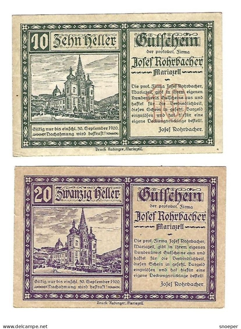 **notgeld   Austria  Mariazell  Serie Compleet  591a ? - Autriche