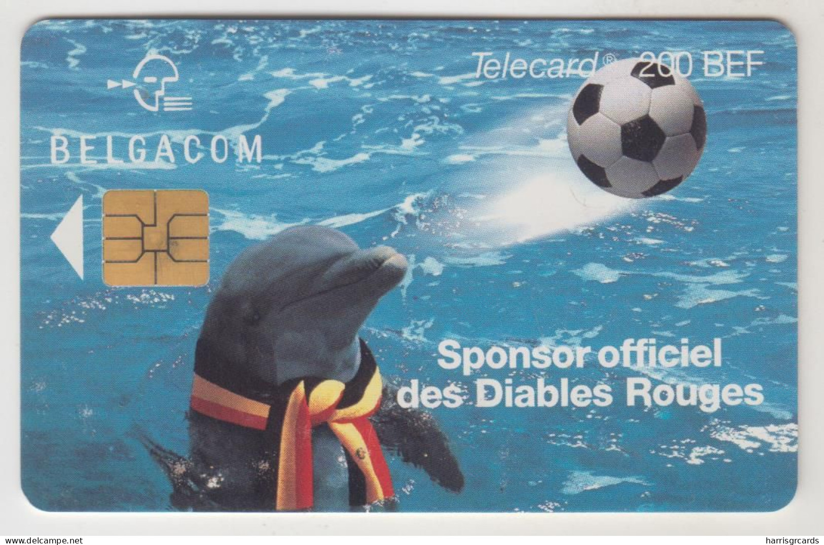 BELGIUM - Officiëlle Sponsor Van De Rode Duivels (Dolphin), 200 BEF, Tirage 75.000, Used - Met Chip