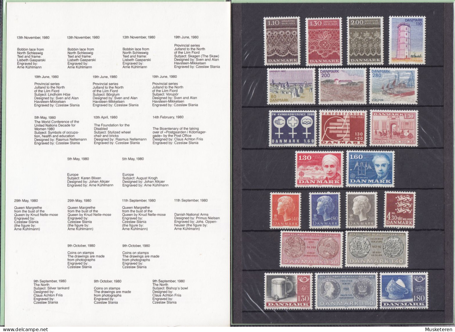 Denmark Jahresmappe Year Pack Année Pack 1980 In Plastic Cote 130 DKR = 18 € MNH** Cz. Slania (2 Scans) - Años Completos