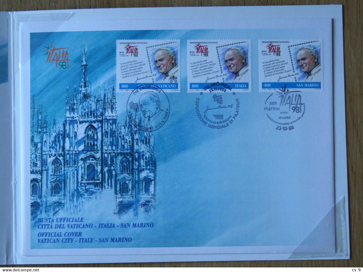 ITALIA 98 FOLDER Italia San Marino Vaticano Mi1256 VATICANO VATICAN VATICAAN - Briefe U. Dokumente