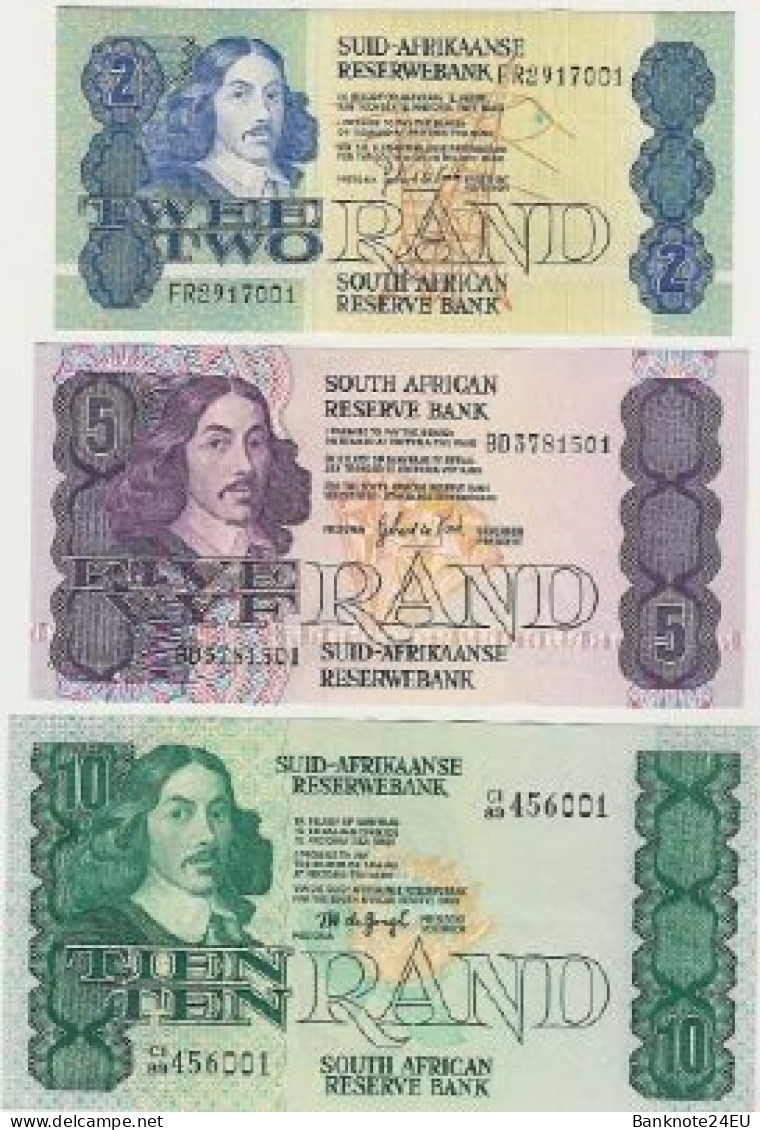 South Africa 2 - 5 - 10 Rand 1978-89 Unc - Afrique Du Sud