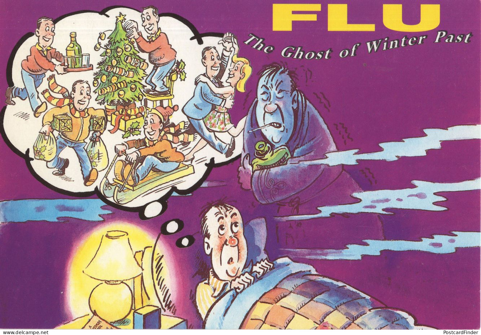 Milton Keynes Scrooge Flu Jab 1990s Advertising Comic Bucks Postcard - Buckinghamshire