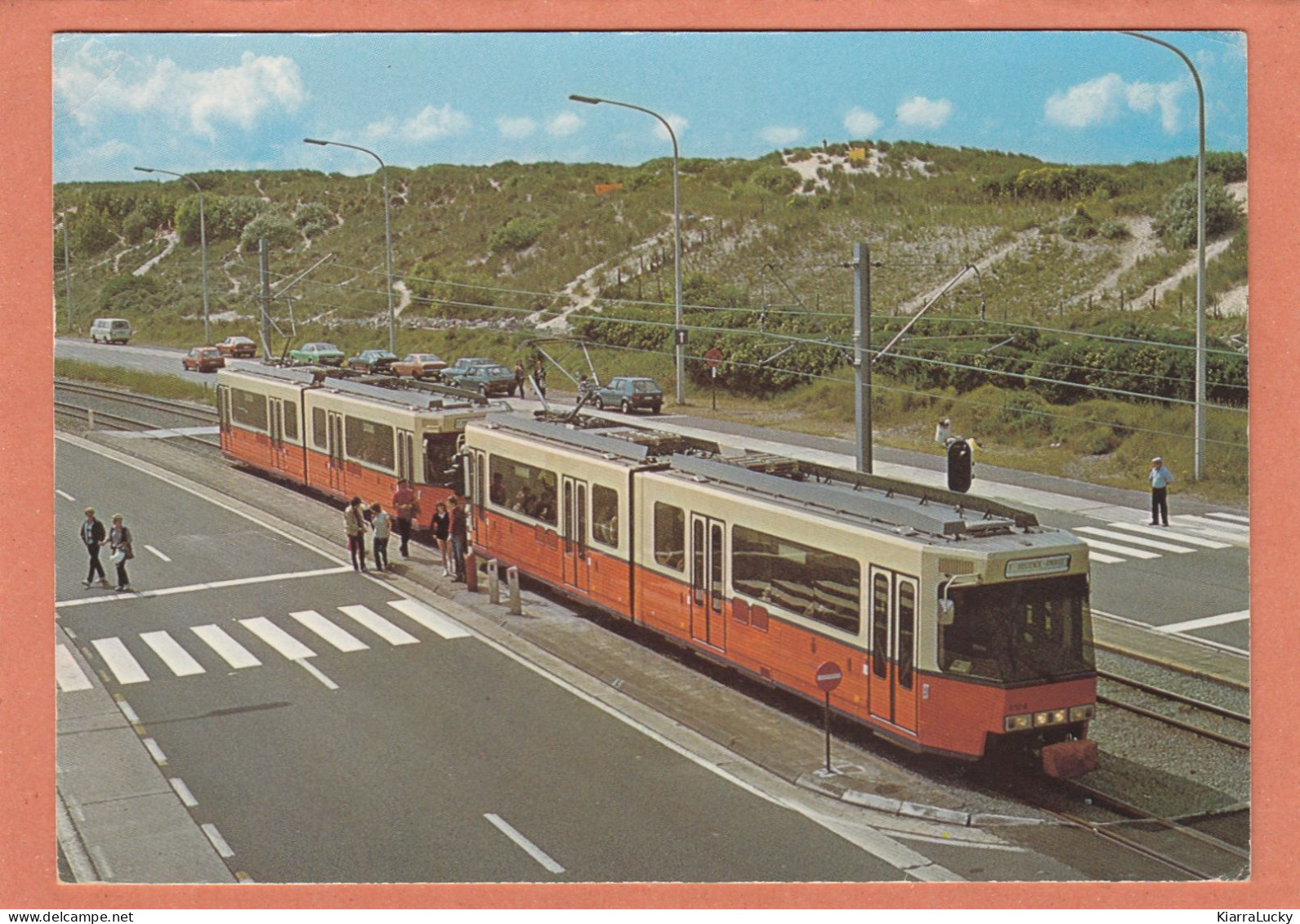 KUSTTRAM TRAM TRAMWAY LE LONG DE LA COTE + OLDTIMER - VW VOLKSWAGEN GOLF MKI MK1 - ECRITE - Strassenbahnen