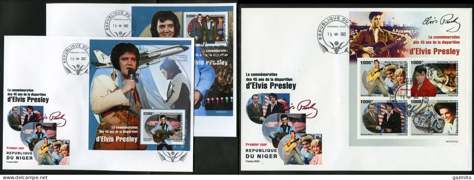 Niger 2022, Elvis, 4val In BF+2BF In 3FDC - Elvis Presley