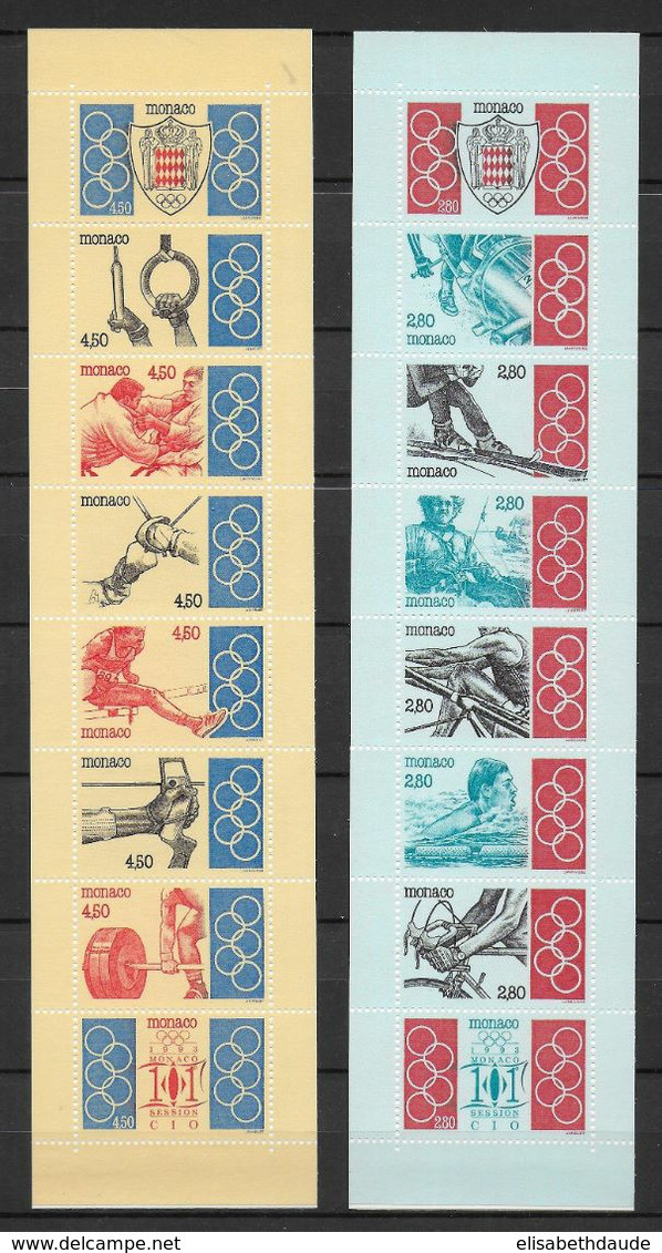 1993 - MONACO - CARNETS NON PLIES YVERT 1904/1905 - COTE = 26.5 EUR - JEUX OLYMPIQUES - Booklets