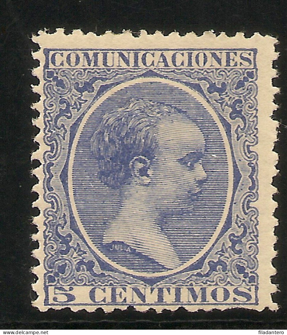 España Edifil 215* Mh  5 Ctos Azul  Alfonso XIII "El Pelón"  1889/1901  NL1091 - Nuevos