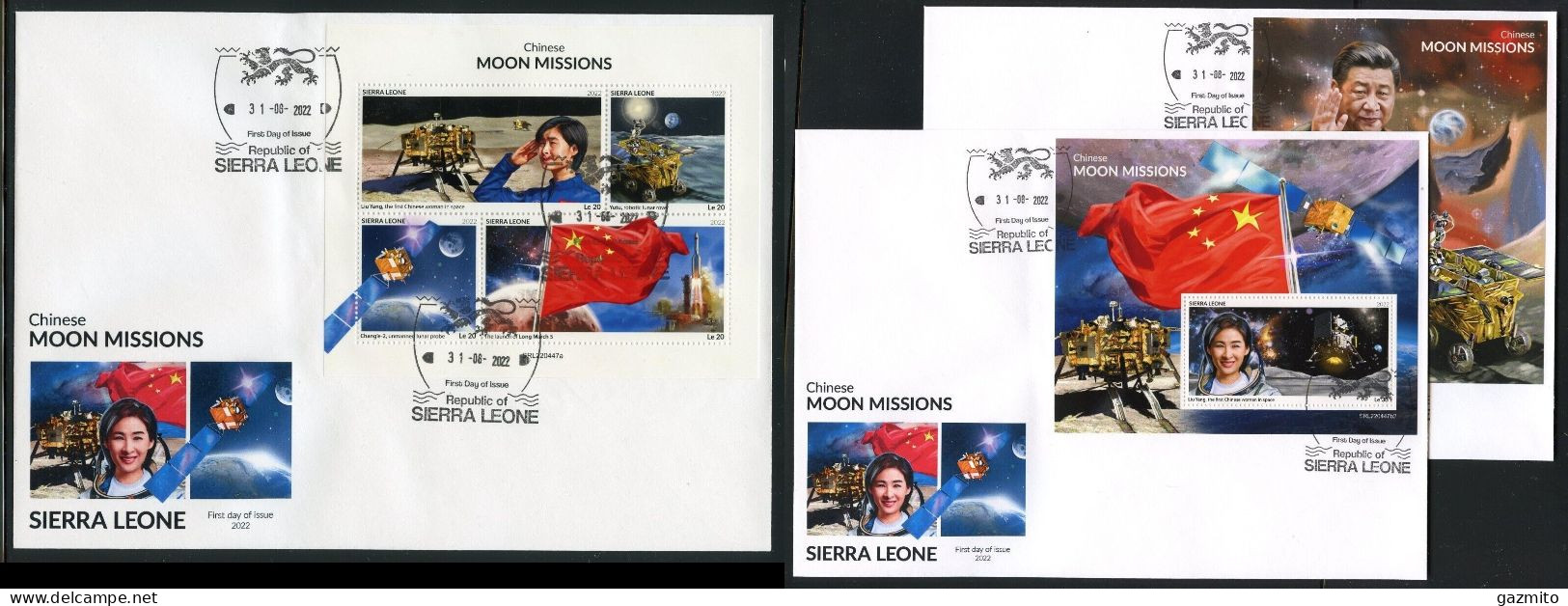 Sierra Leone 2022, Space, Chinese Moon Mission, 4val In BF+2BF In 3FDC - Afrika