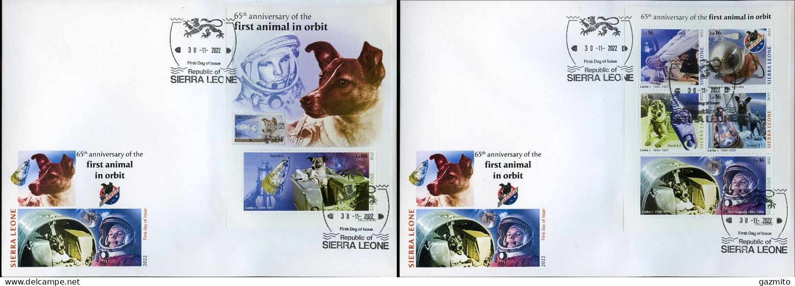 Sierra Leone 2022, Space, Dog, 5val In BF +BF In 2FDC - Africa