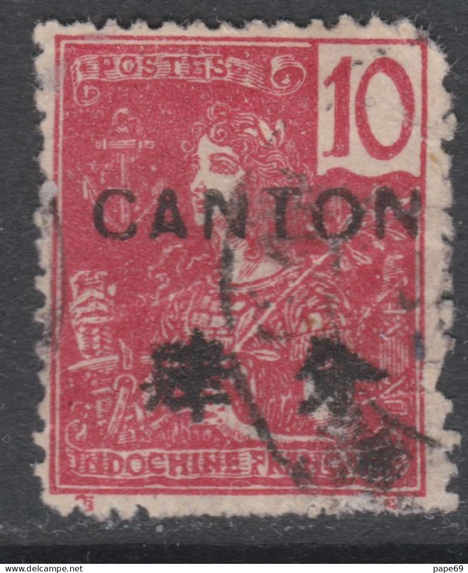Canton N° 37 O Surcharge Carmin : 10 C. Rouge Oblitéré, Dentelure Défectueuse Sinon TB - Used Stamps