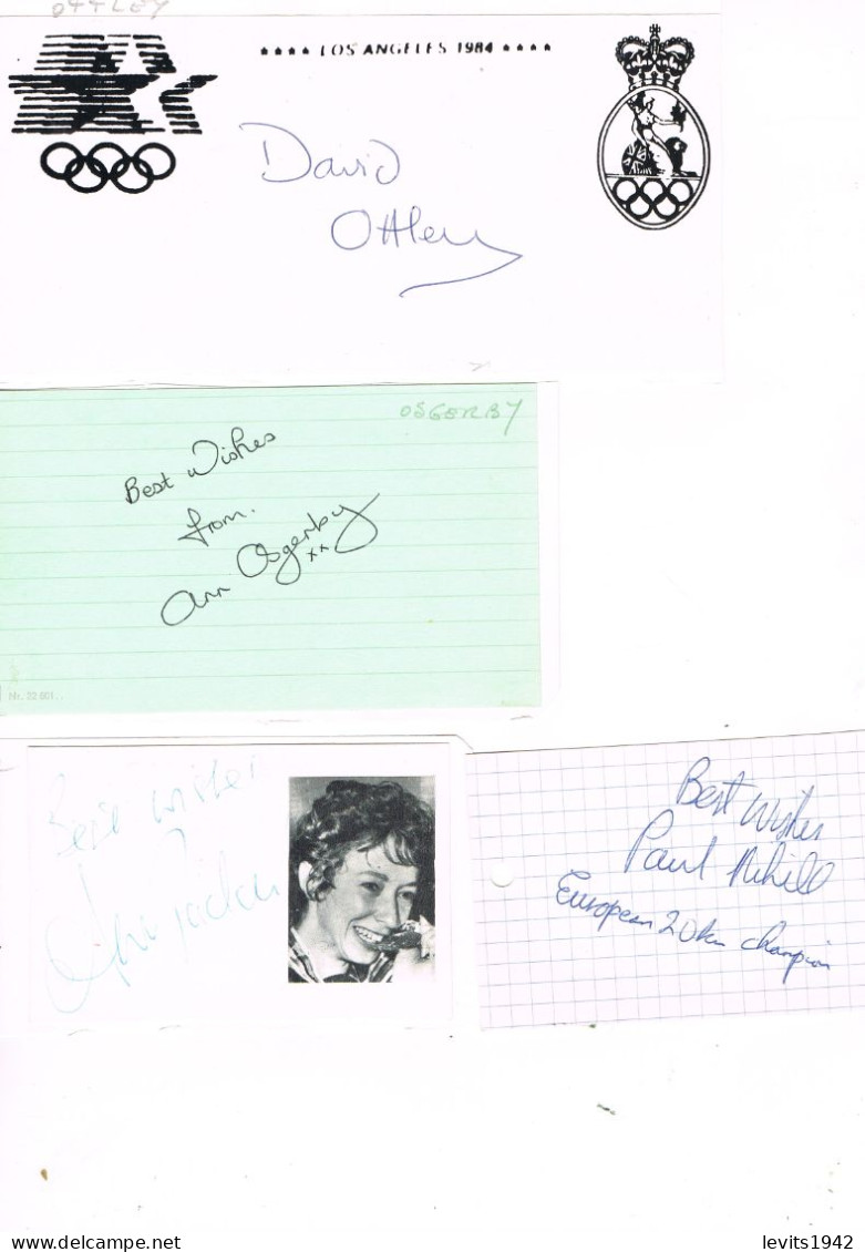 JEUX OLYMPIQUES - 4 AUTOGRAPHES DE MEDAILLES OLYMPIQUES - CONCURRENTS DE GRANDE BRETAGNE - - Authographs