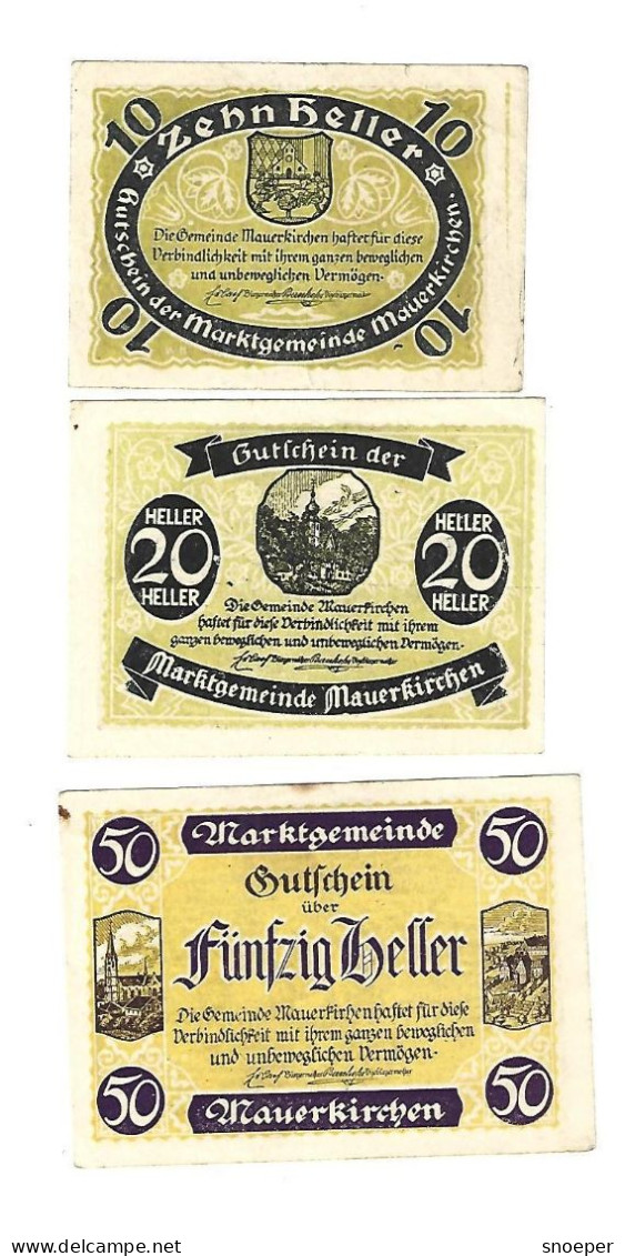 **notgeld   Austria Mauerkirchen Serie Compleet Rare!!   598/1i Cat Val 24,00 Euro - Autriche