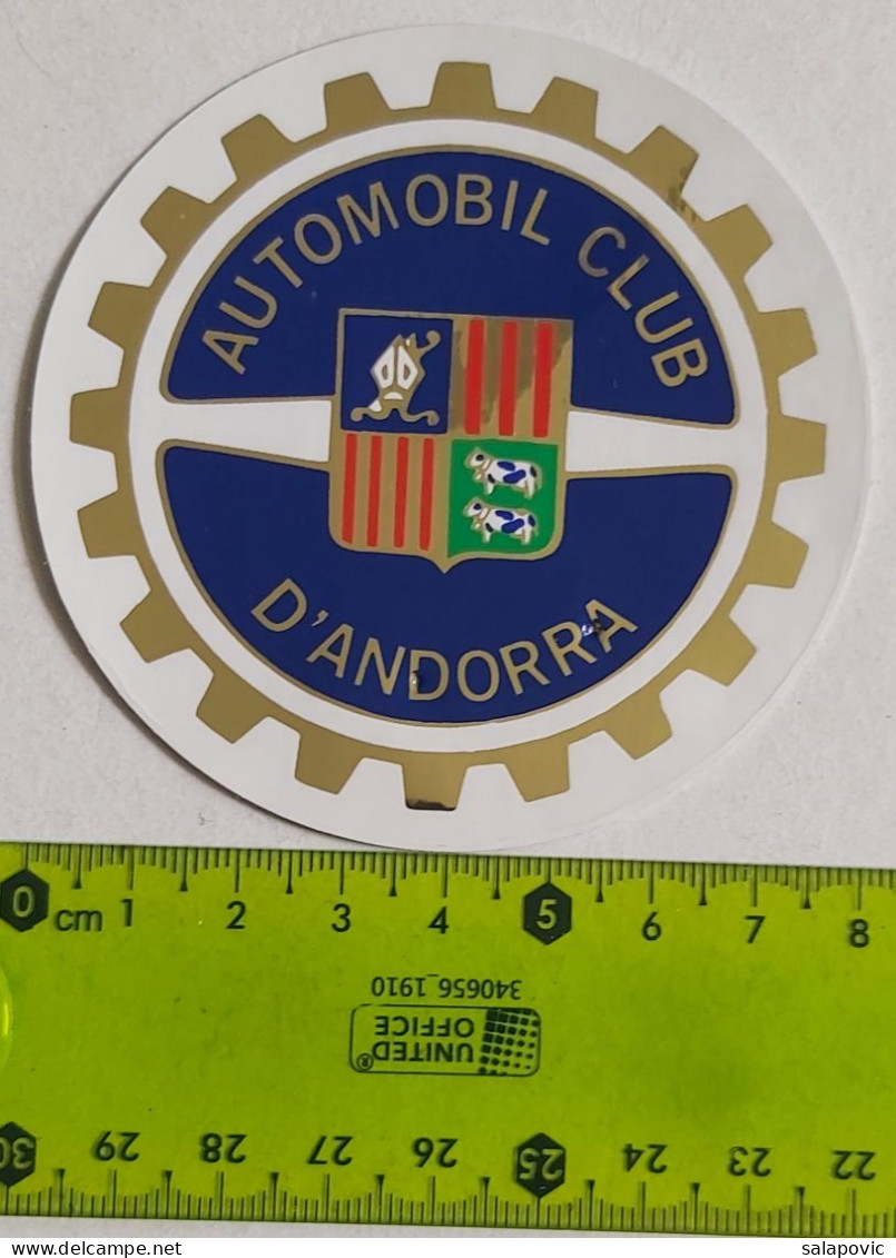 AUTOMÒBIL CLUB D'ANDORRA Auto Club Automobile (Car), Sticker  Label - Automobile - F1