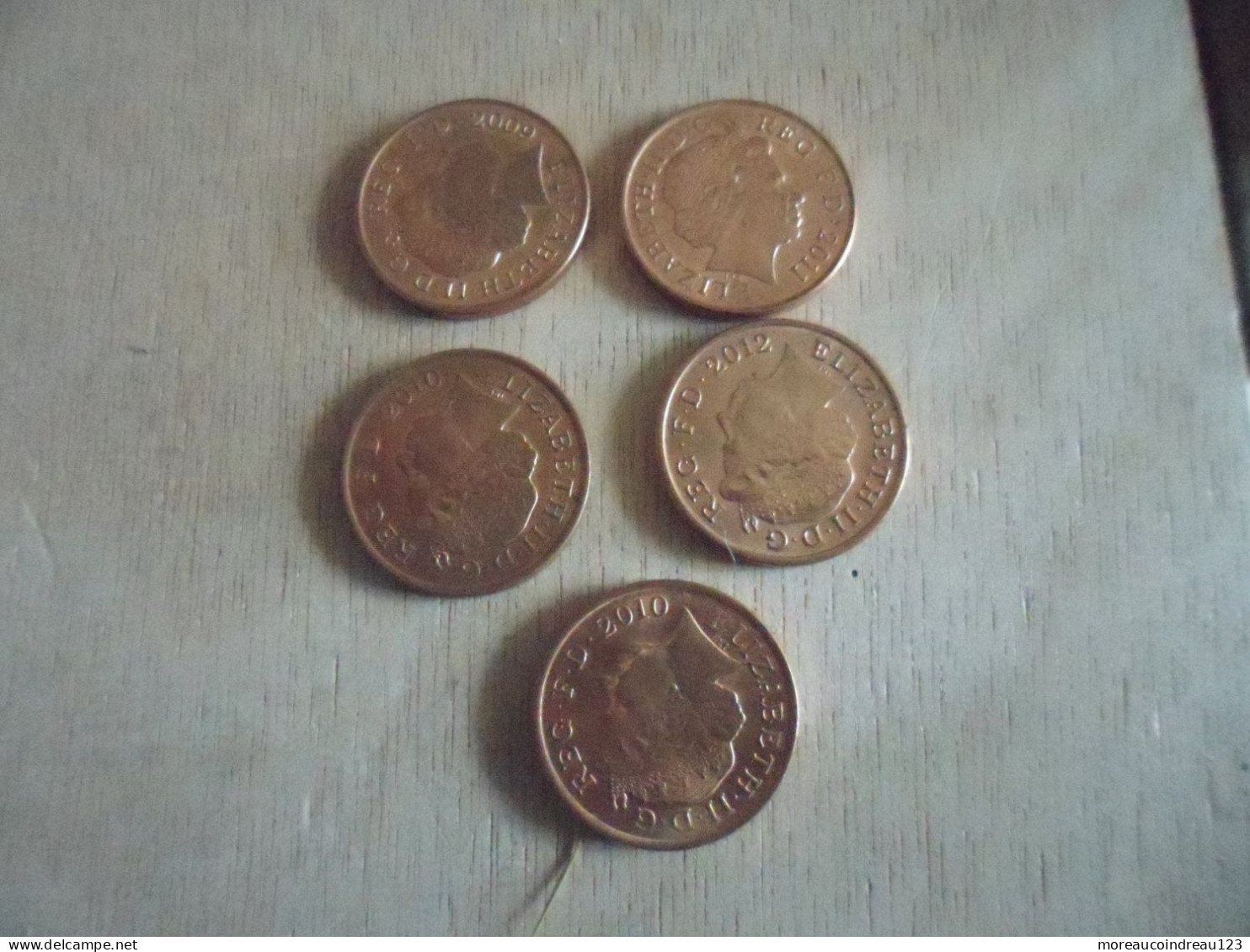5 X 1  Penny Elizabeth II 4ieme Portrait  Blason Royal - 1 Penny & 1 New Penny