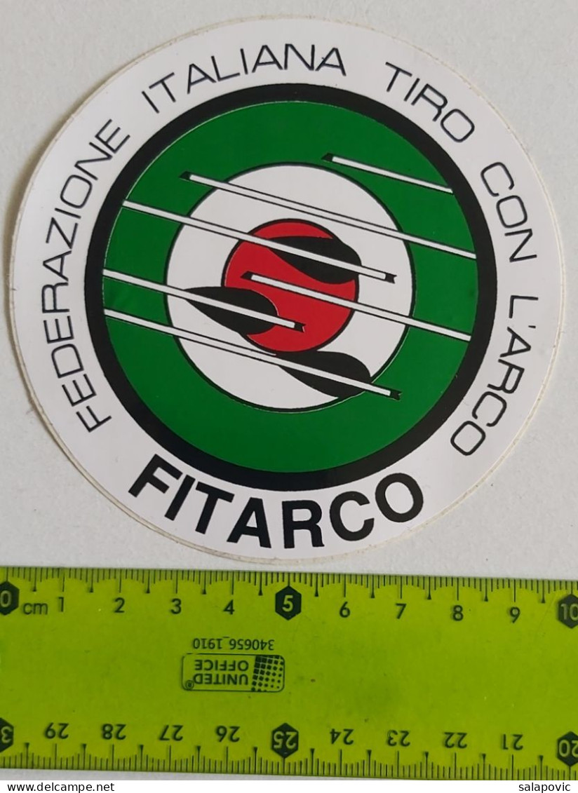 FITARCO - Federazione Italiana Tiro Con L'Arco, Italian Archery Federation Italy  Sticker  Label - Boogschieten