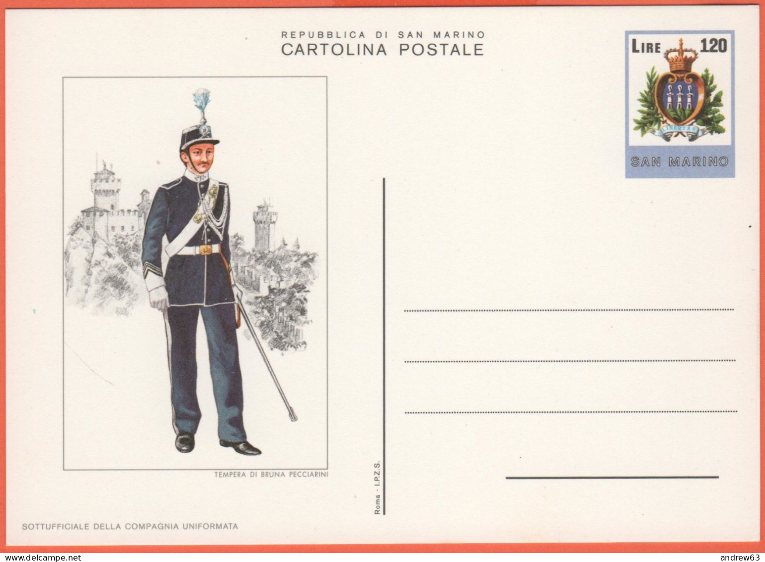 SAN MARINO - 1980 - 120 Uniformi - Sottufficiale Della Compagnia Uniformata - Cartolina Postale - Intero Postale - Nuovo - Entiers Postaux