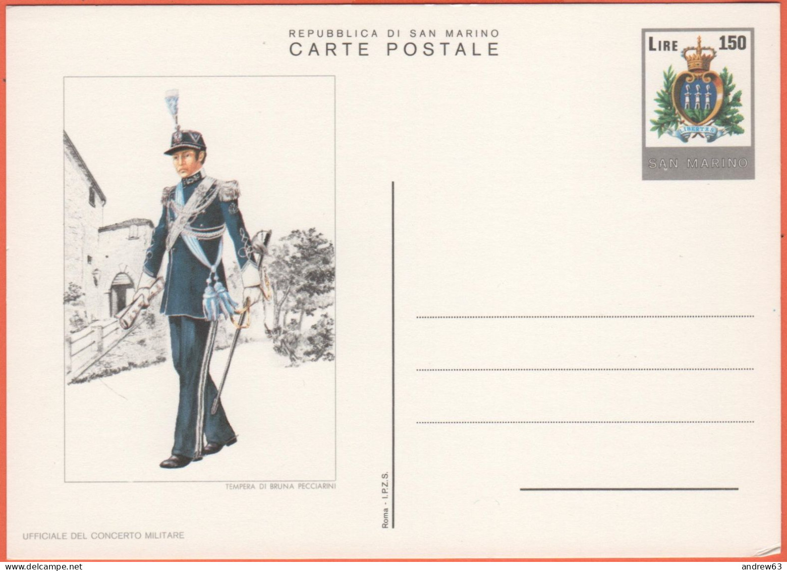 SAN MARINO - 1979 - 150 Uniformi - Ufficiale Del Concerto Militare - Cartolina Postale - Intero Postale - Nuovo - Entiers Postaux