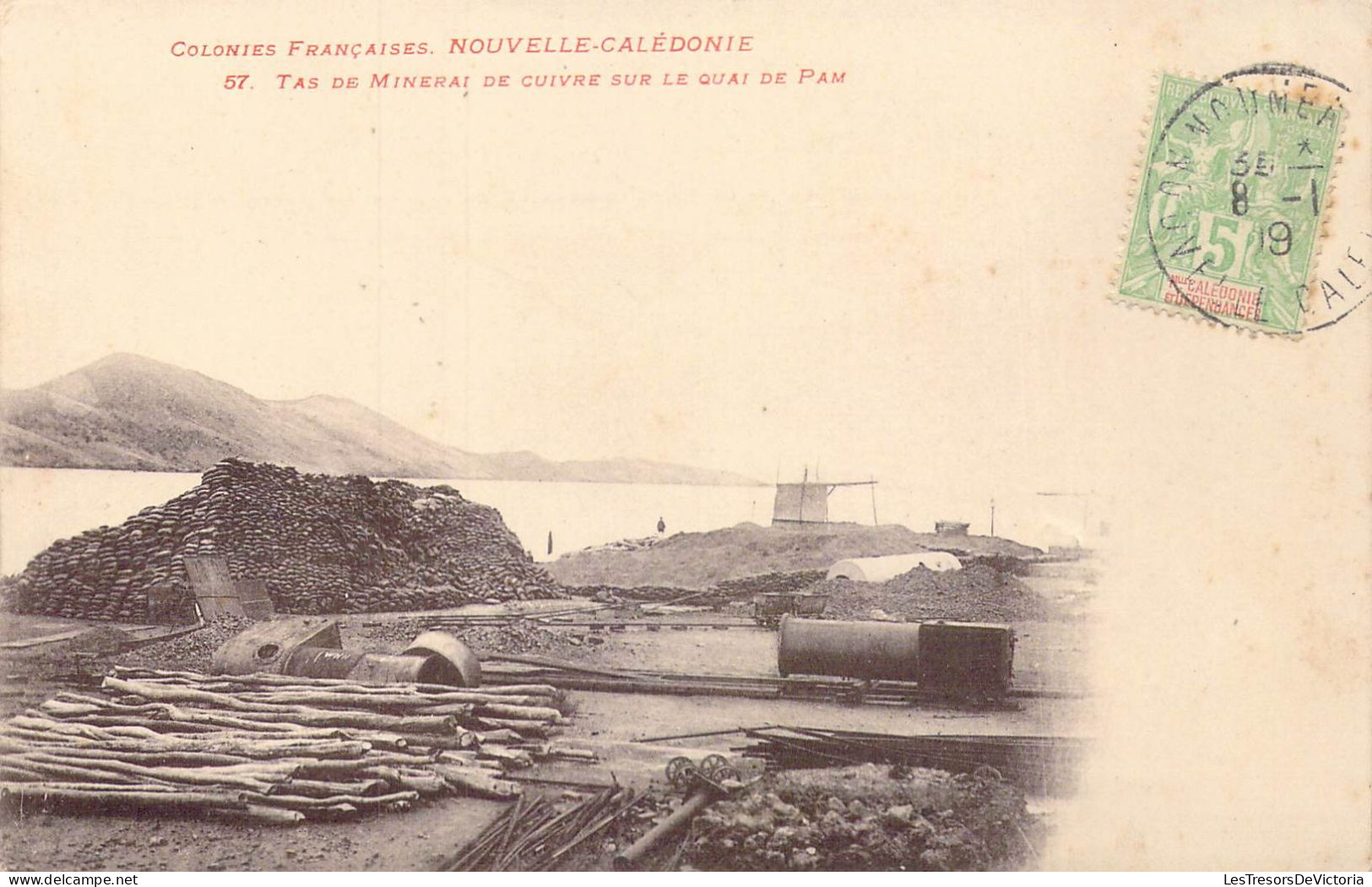 Nouvelle Calédonie - Tas De Minerai De Cuivre Sur Le Quai De Pam - Direction De Gibraltar  - Carte Postale Ancienne - Nouvelle Calédonie