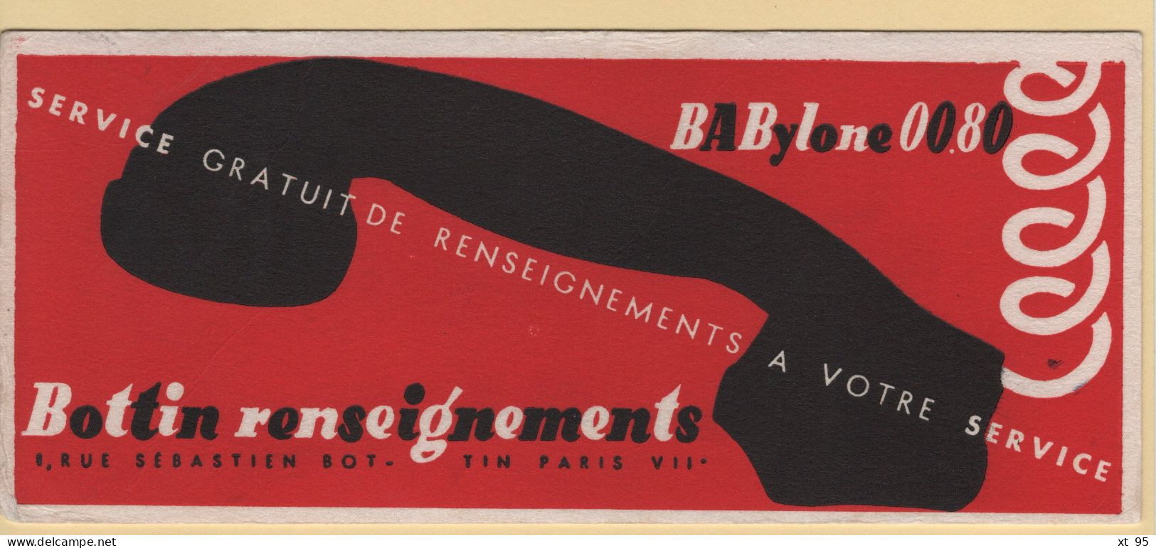 Buvard - Bottin - Renseignements Babylons 0080 - Telephone - P