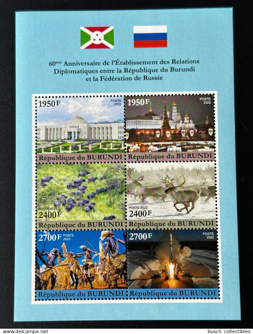 Burundi 2022 Mi. Bl. ? Diplomatic Relations Diplomatiques Fédération De Russie Russia Russland Faune Fauna - Nuevos