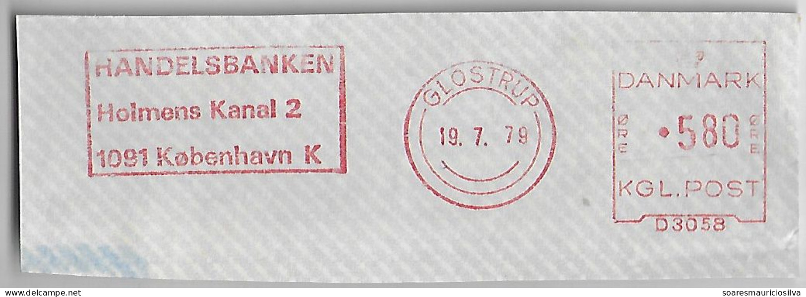 Denmark 1979 Fragment Cover Meter Stamp Francotyp Slogan Handelsbanken From Glostrup - Brieven En Documenten