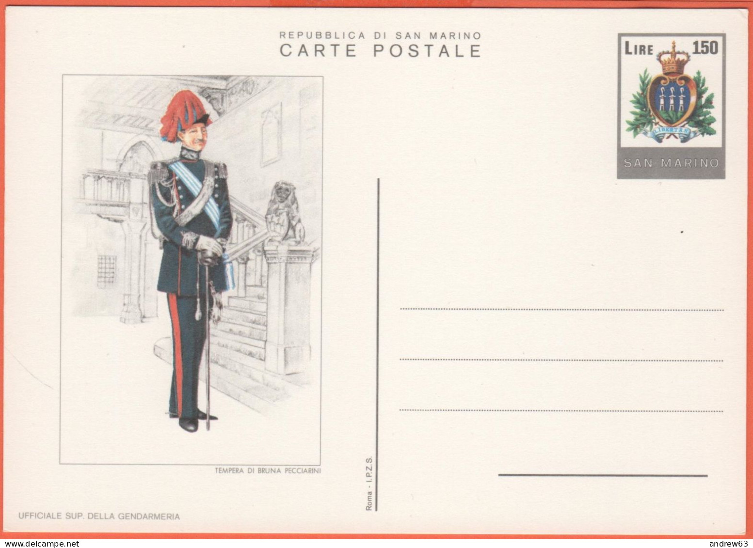 SAN MARINO - 1979 - 150 Uniformi - Ufficiale Superiore Della Gendarmeria - Cartolina Postale - Intero Postale - Nuovo - Entiers Postaux