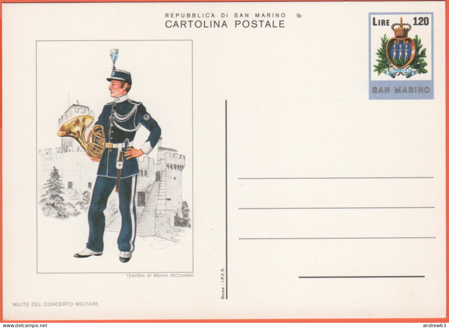 SAN MARINO - 1980 - 120 Uniformi - Milite Del Concerto Militare - Cartolina Postale - Intero Postale - Nuovo - Interi Postali