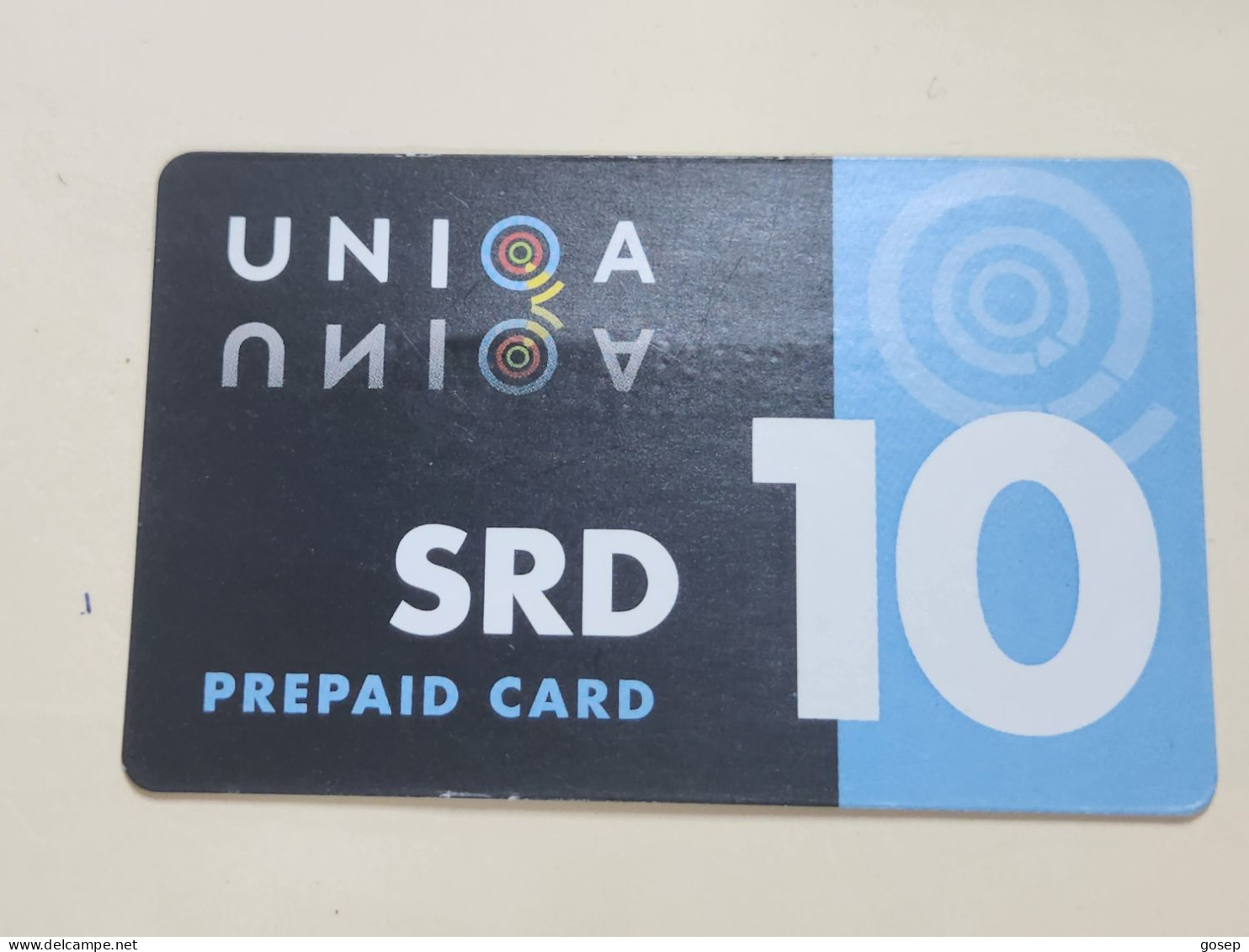 SURINAM-(SR-UNI-0010-091231)-prepiad Card-(SRD10)-(black/blue)-(9835-5481-51835)-(31.12.09)-used Card+1card Prepiad Free - Suriname