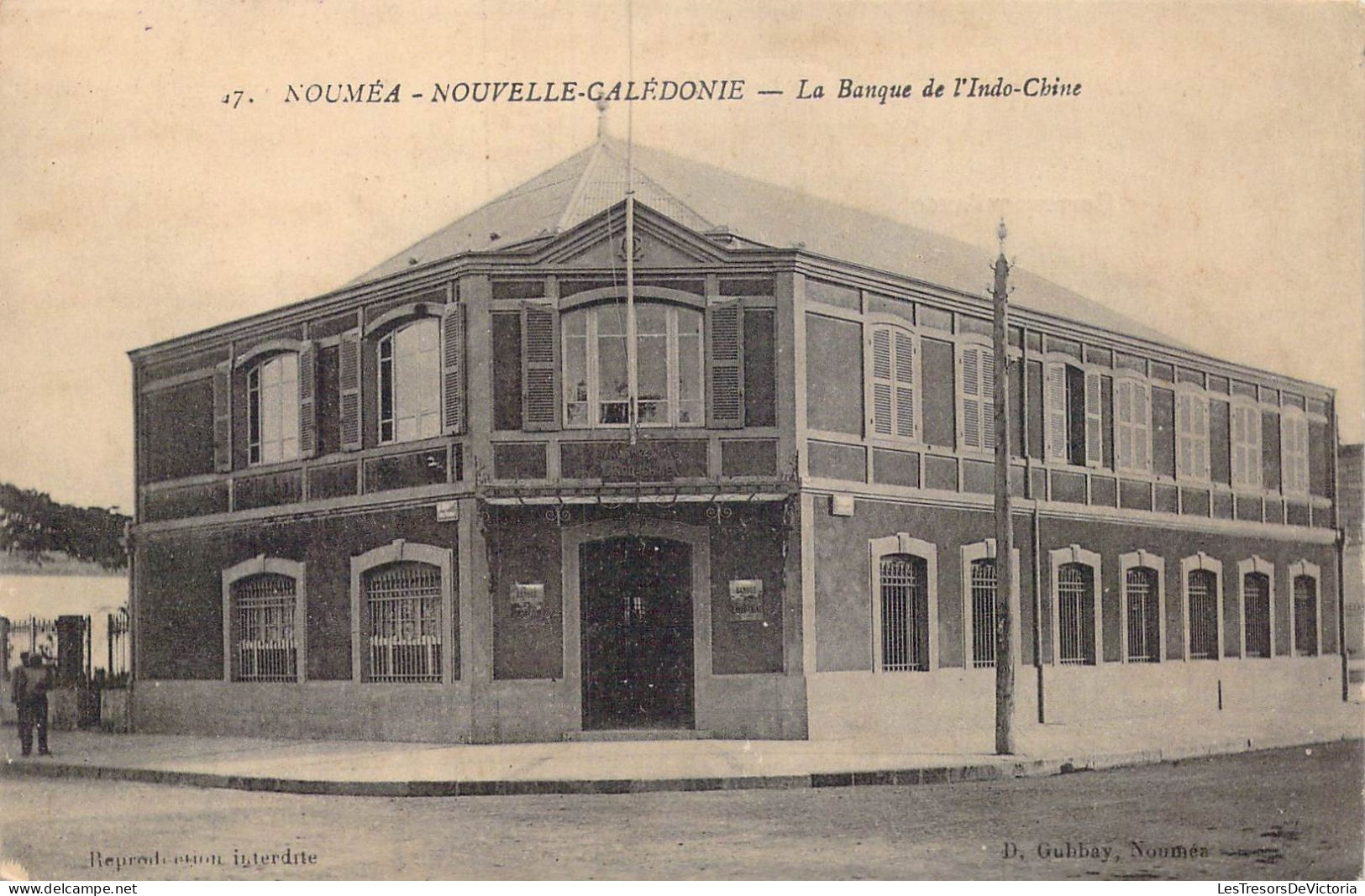Nouvelle Calédonie - Nouméa - La Banque De L'Indo-Chine - Carte Postale Ancienne - Nouvelle Calédonie