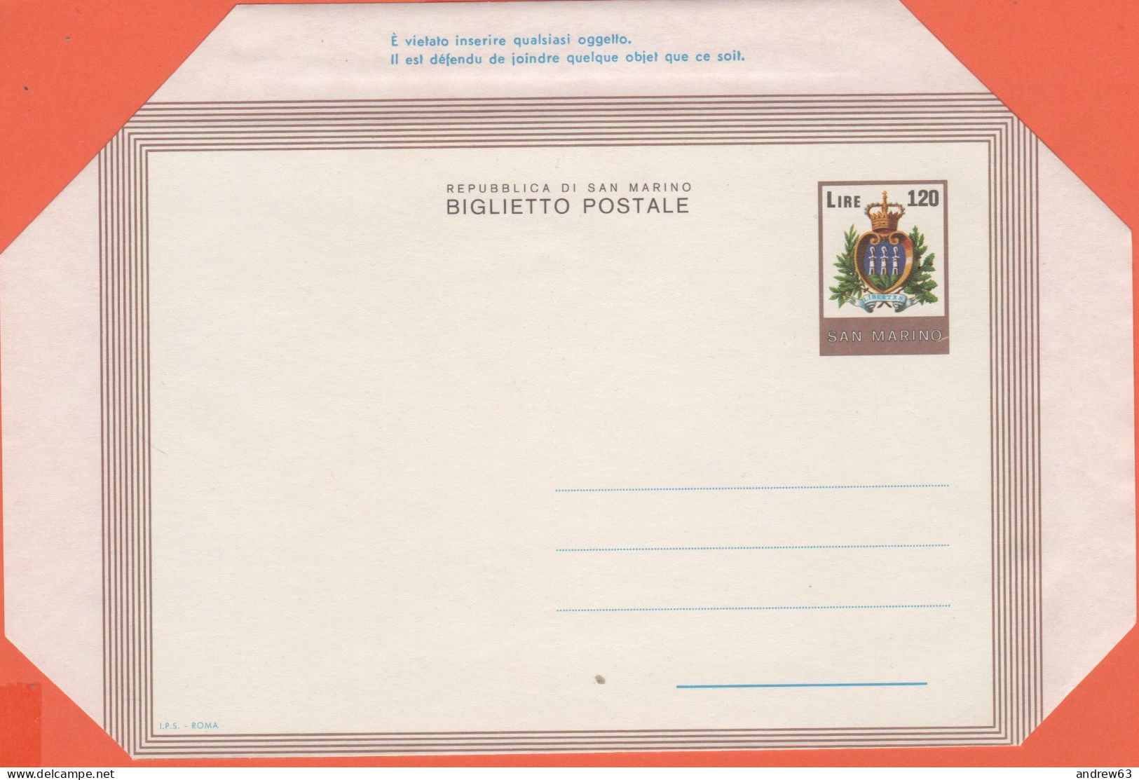 SAN MARINO - 1978 - BP5 - 120 Serie Ordinaria - Biglietto Postale - Intero Postale - NUOVO - Entiers Postaux