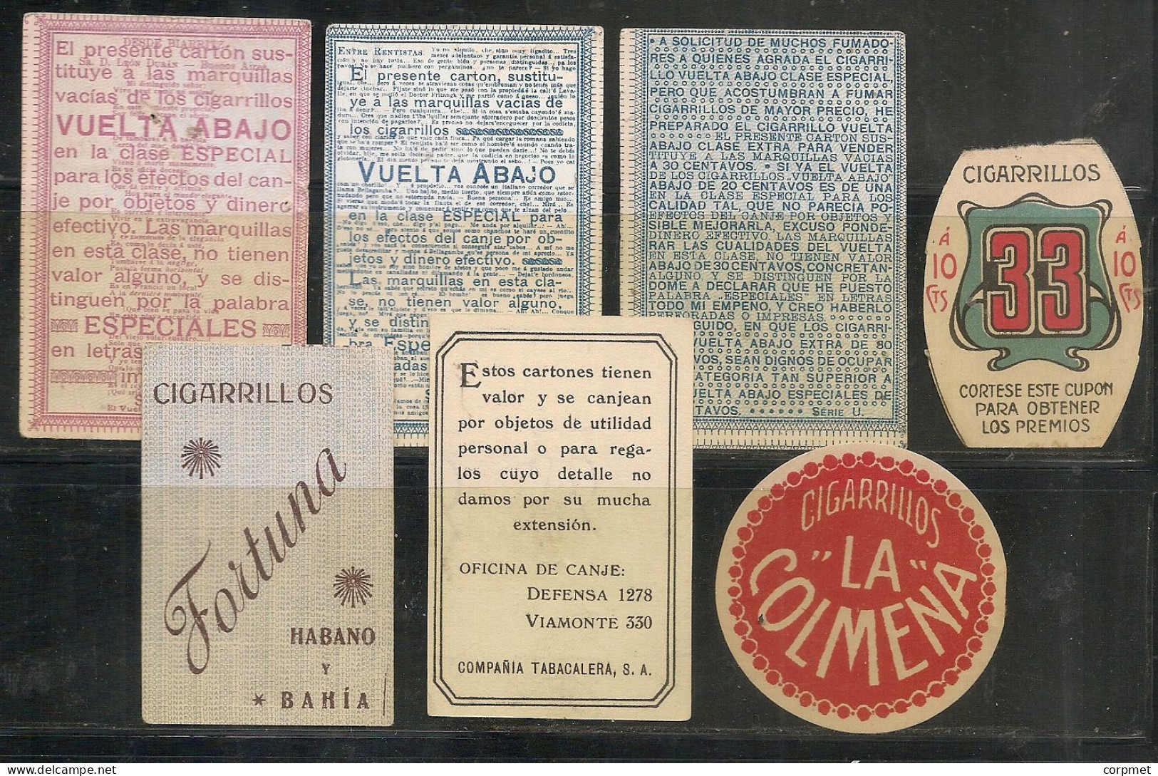 ARGENTINA - Rare  !!! CIGARETTES  PRIZE CARDS  - Lot Of 7 CIGARETTES CARDS - - Collections & Lots