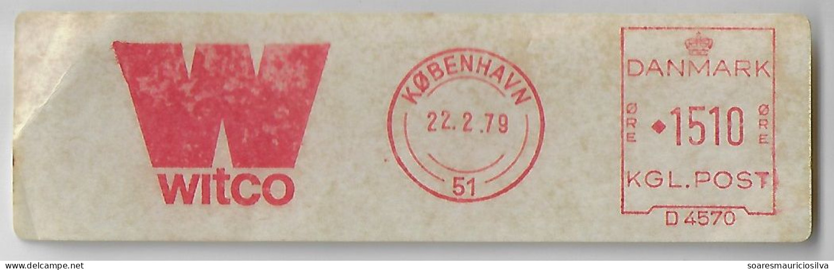 Denmark 1979 Cover Fragment Meter Stamp Francotyp Slogan Witco From Copenhagen - Cartas & Documentos