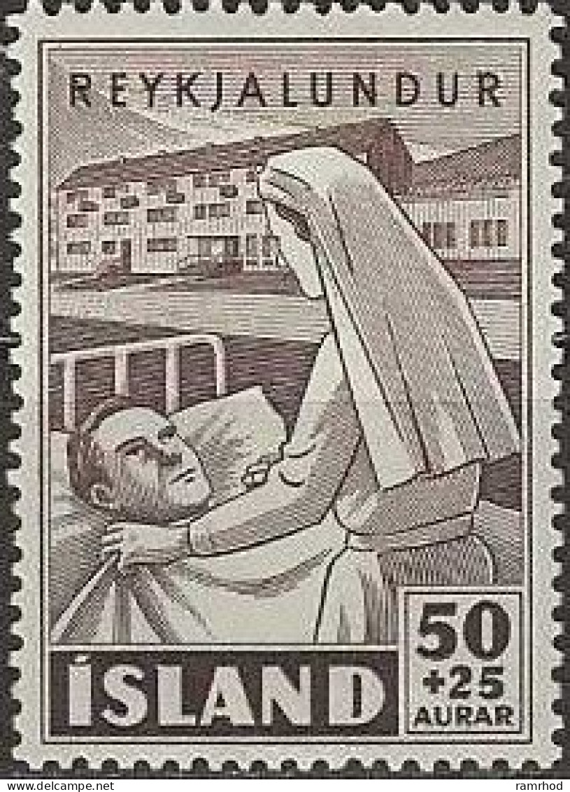 ICELAND 1949 Red Cross Fund -  50a.+25a - Nurse Arranging Patient's Bed MH - Nuevos