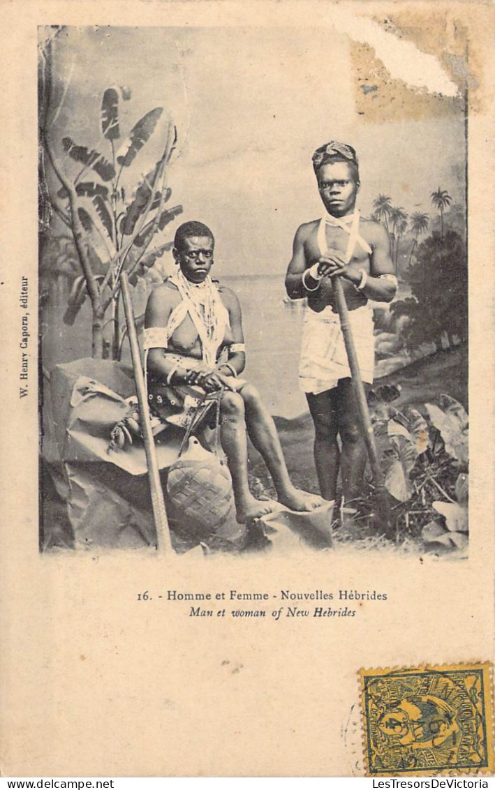 Polynésie Française - Homme Et Femme - Nouvelles Hébrides - Carte Postale Ancienne - Polynésie Française