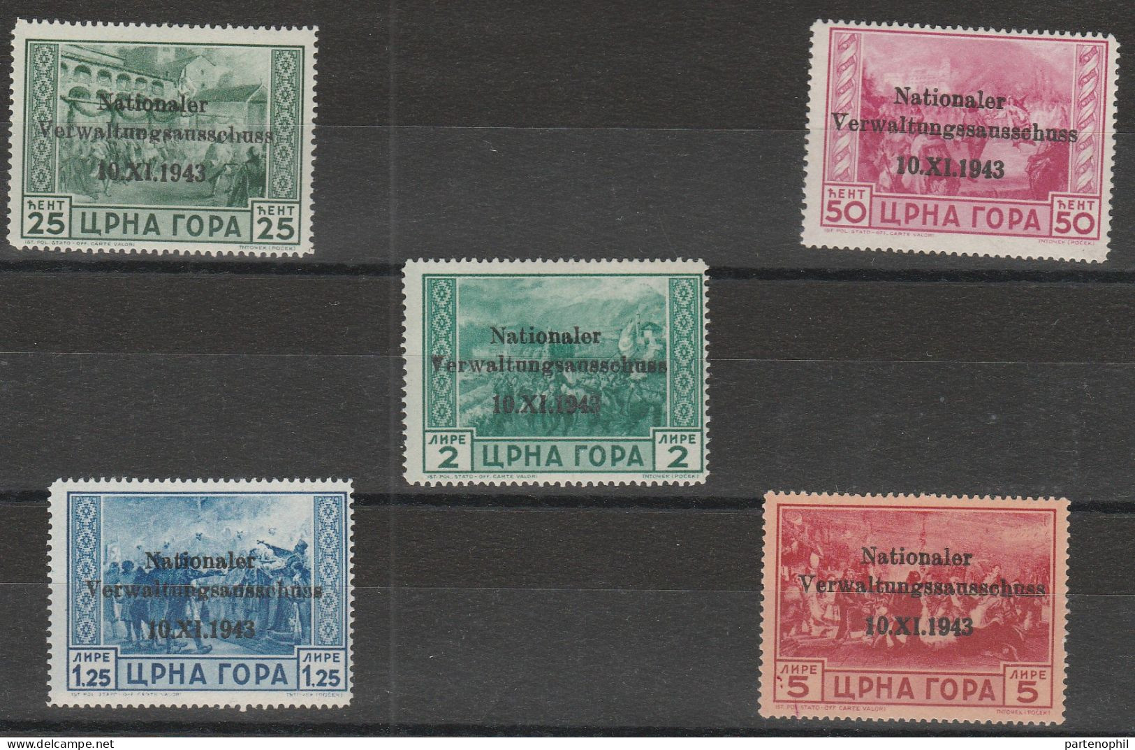 305 Montenegro Emissioni Di Cettigne  1943 - Francobolli Di Montenegro “Serto Della Montagna” Con Soprastampa - MNH - Duitse Bez.: Montenegro