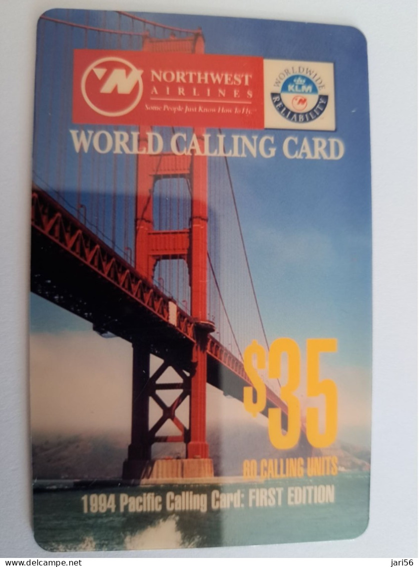 USA   PREPAID/LDDS COMM/ SERIE 3 CARDS$20,$35,$50,- NORTHWEST AIRLINES/KLM /FIRST EDITION /   FINE USED    **13380** - Chipkaarten