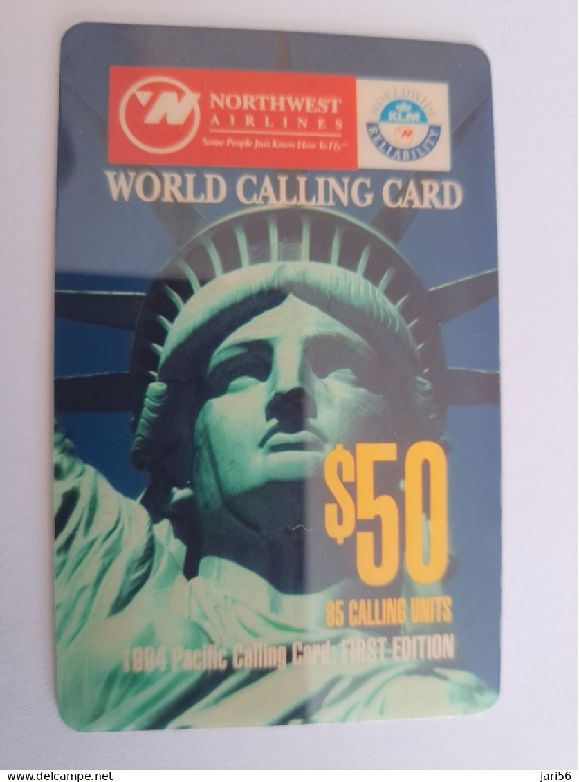 USA   PREPAID/LDDS COMM/ SERIE 3 CARDS$20,$35,$50,- NORTHWEST AIRLINES/KLM /FIRST EDITION /   FINE USED    **13380** - Chipkaarten