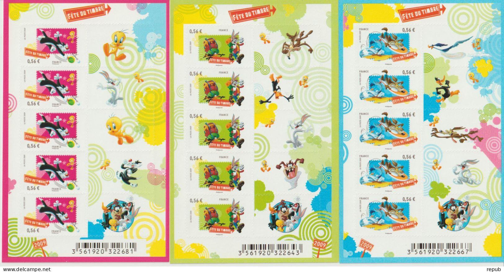 France 2009 3 Feuillets Looney Tunes F271-272-273 ** MNH - Unused Stamps